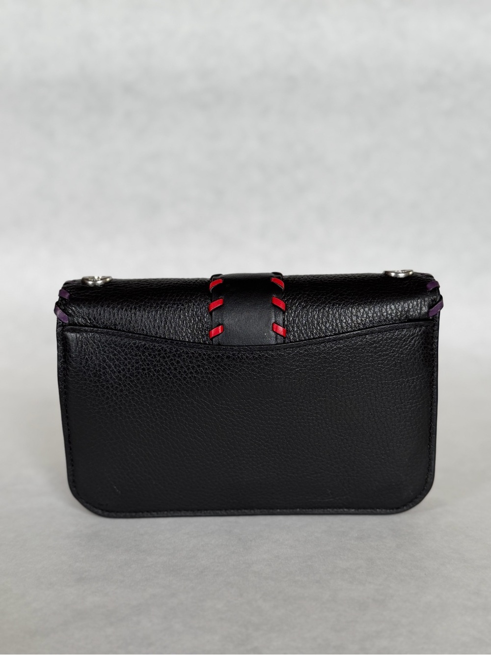 Coach Whipstitch Georgie Black Leather Crossbody Bag with Chain Strap - Picture 2 of 8
